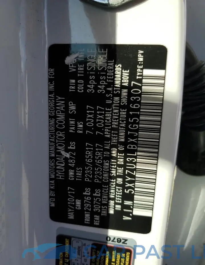 5XYZU3LBXJG516307# 12