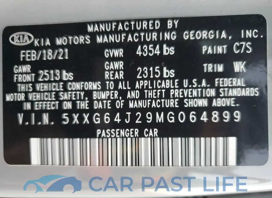 5XXG64J29MG064899# 13