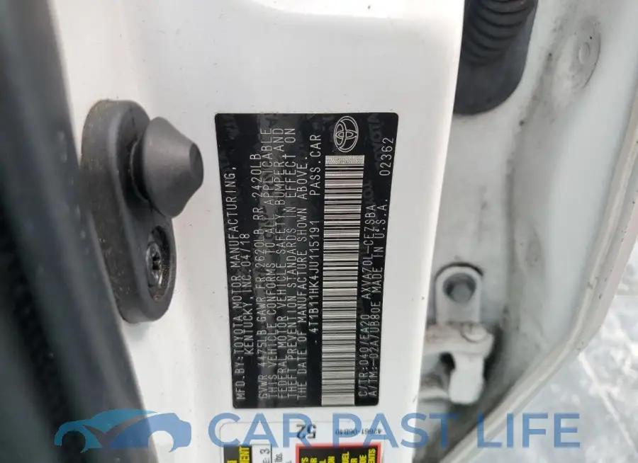 4T1B11HK4JU115191# 13