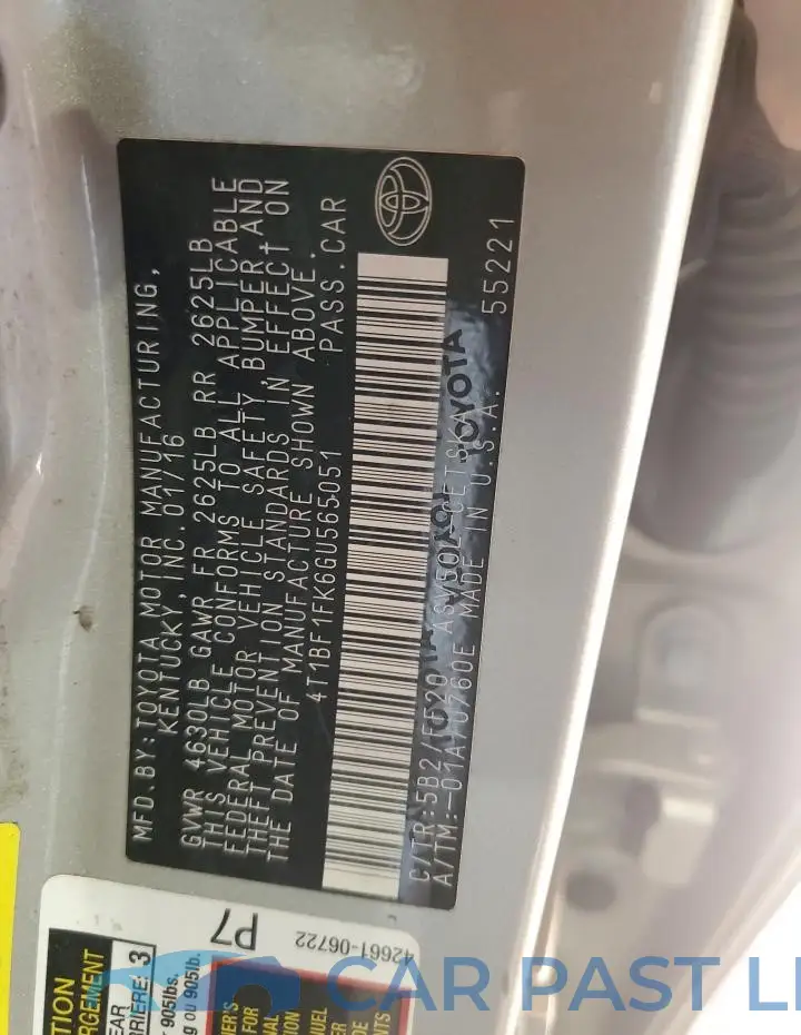 4T1BF1FK6GU565051# 13