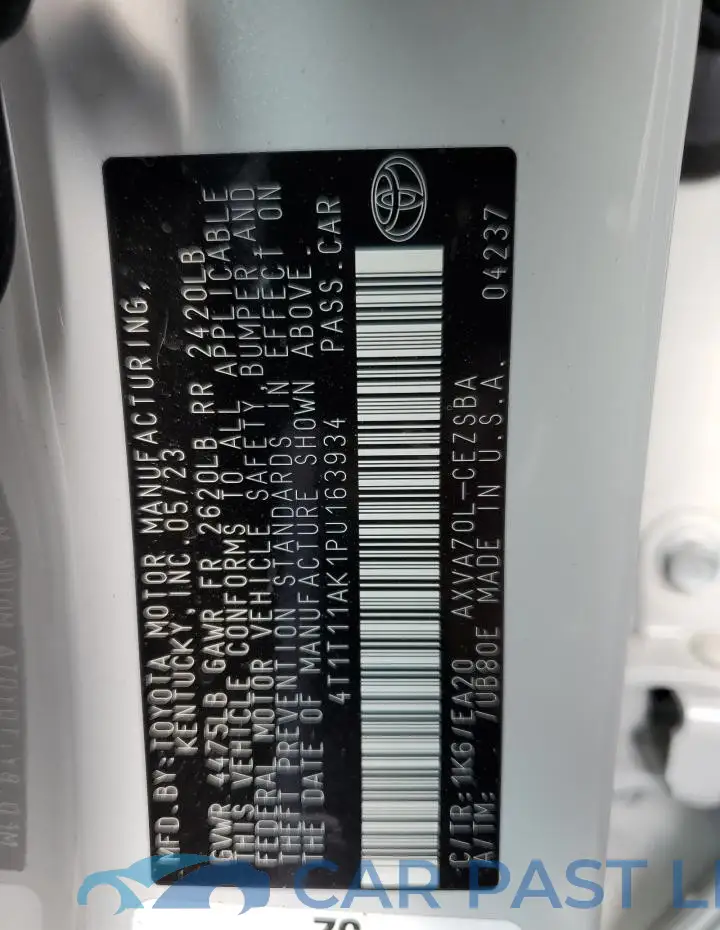 4T1T11AK1PU163934# 12