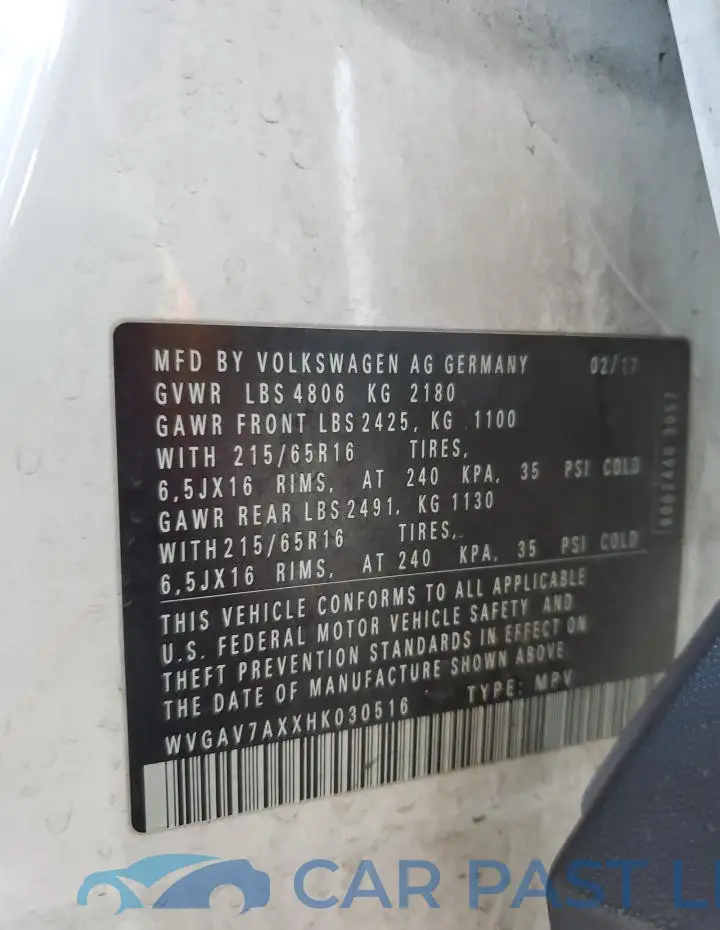 WVGAV7AXXHK030516# 12