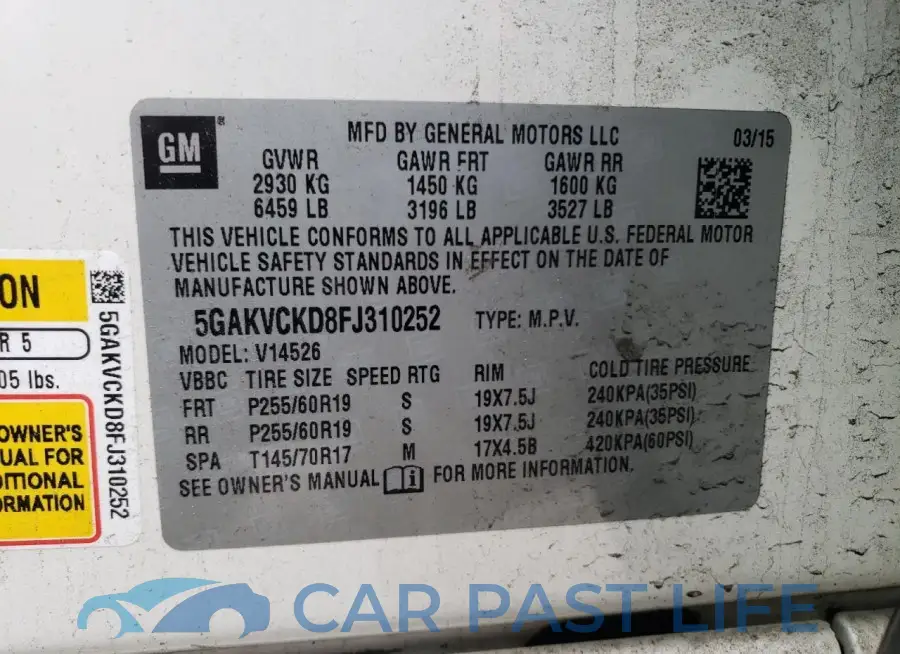5GAKVCKD8FJ310252# 13