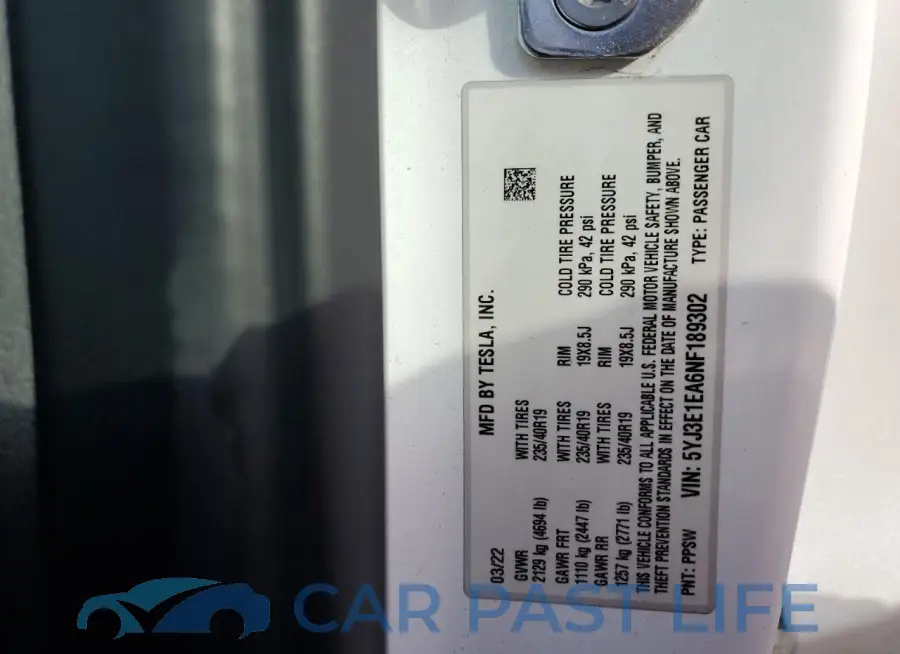 5YJ3E1EA6NF189302# 12