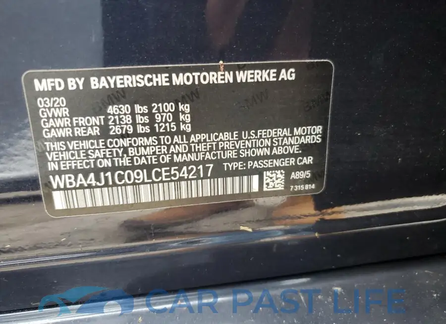 WBA4J1C09LCE54217# 13