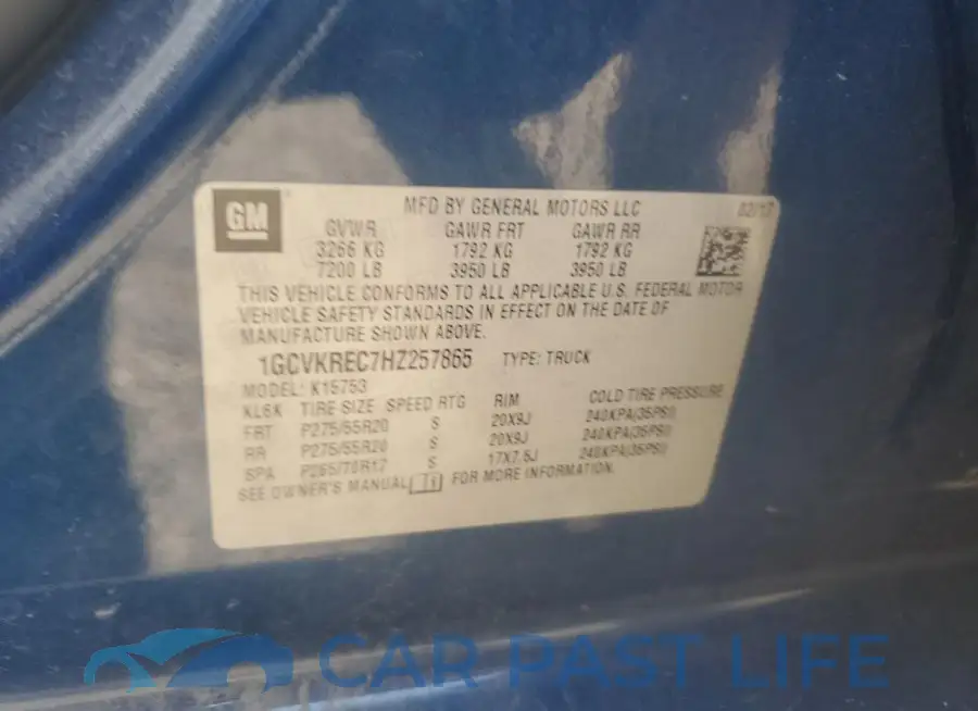 1GCVKREC7HZ257865# 12
