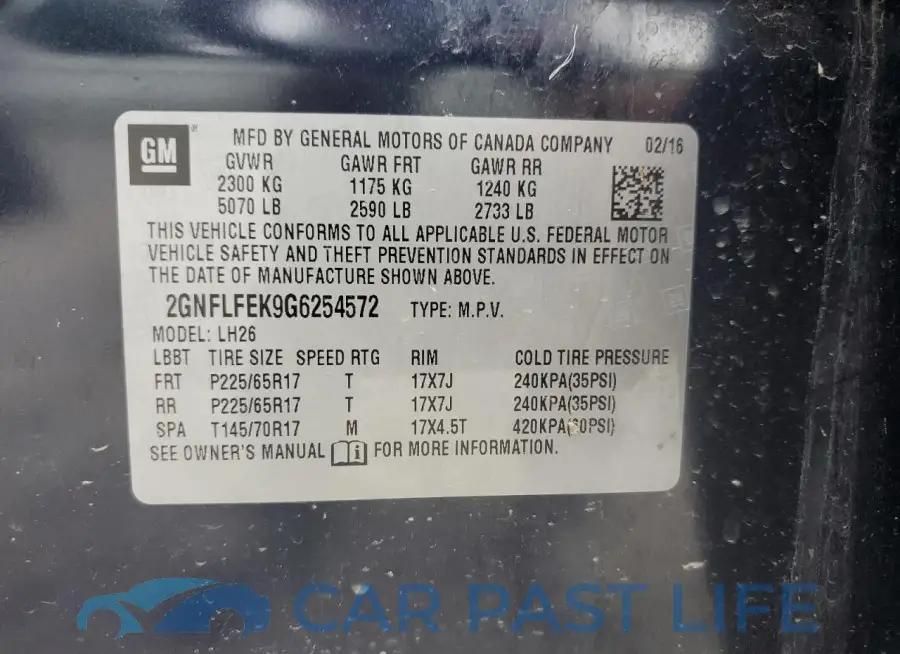 2GNFLFEK9G6254572# 13
