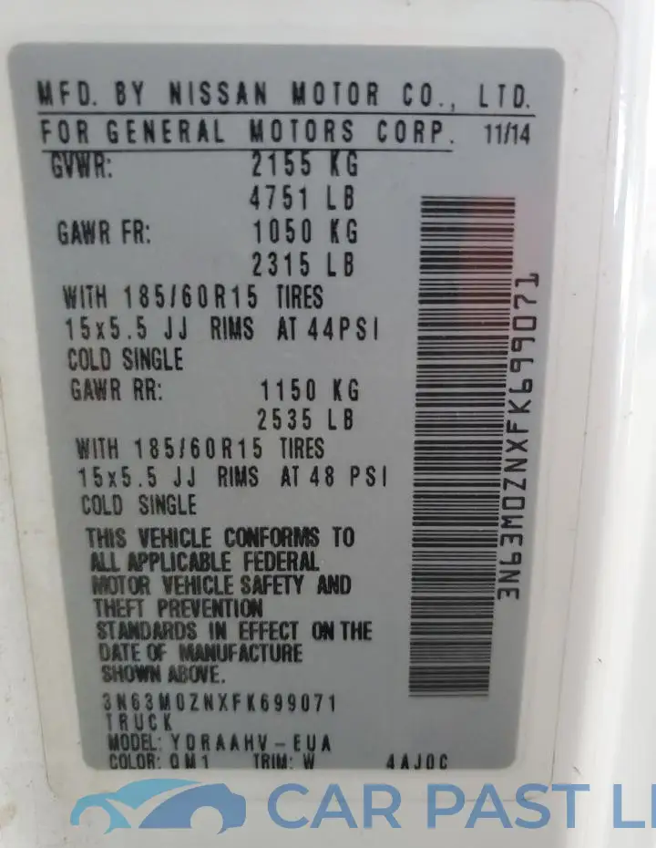 3N63M0ZNXFK699071# 12