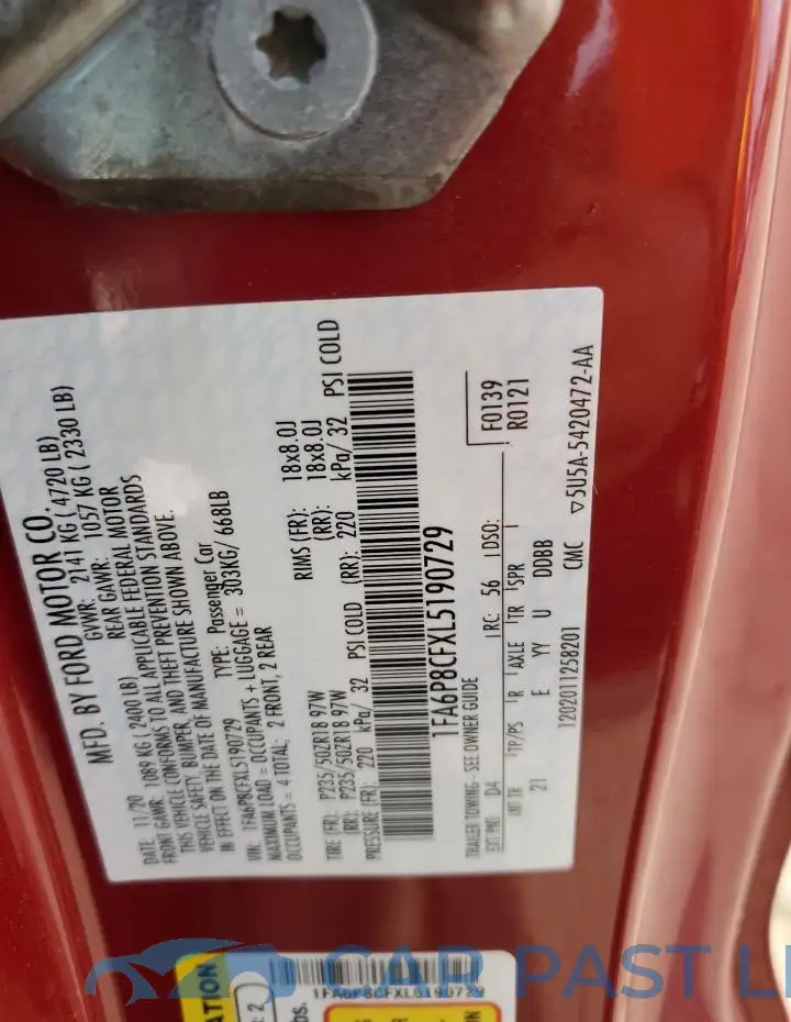 1FA6P8CFXL5190729# 12