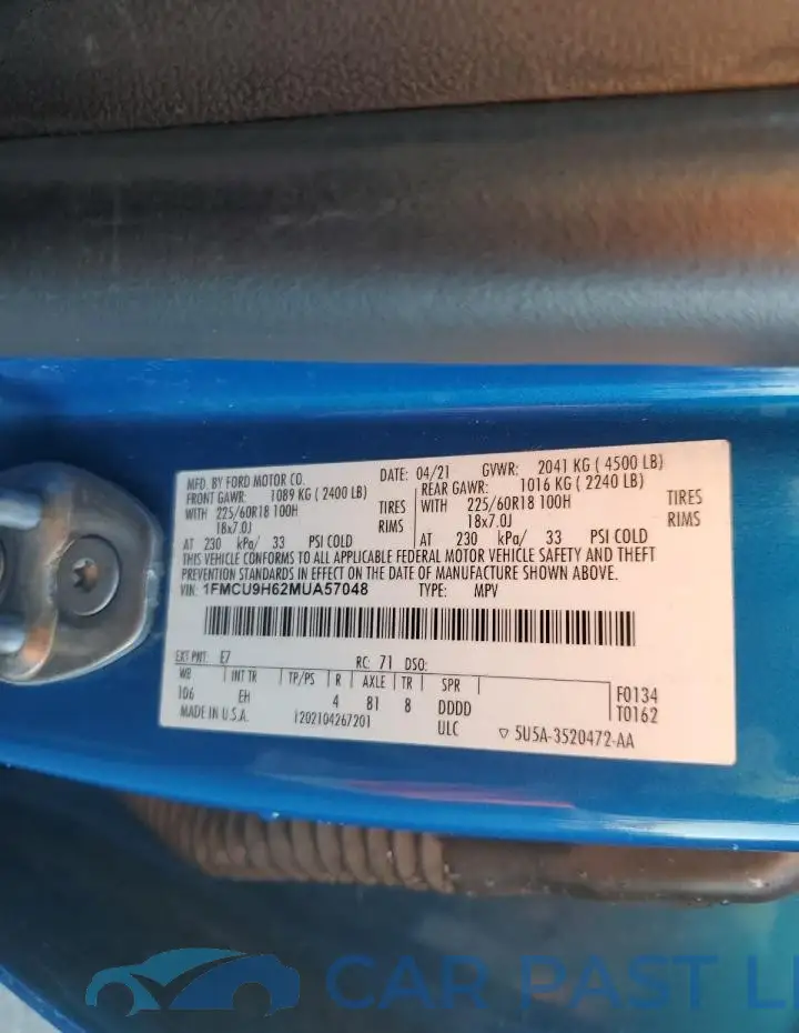 1FMCU9H62MUA57048# 13