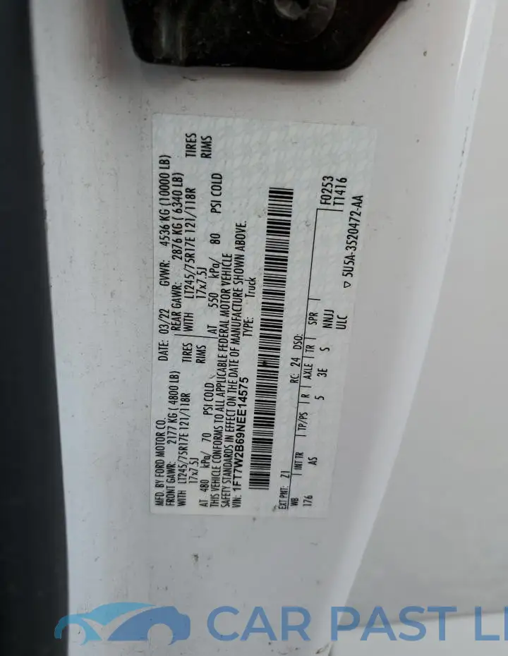 1FT7W2B69NEE14575# 12