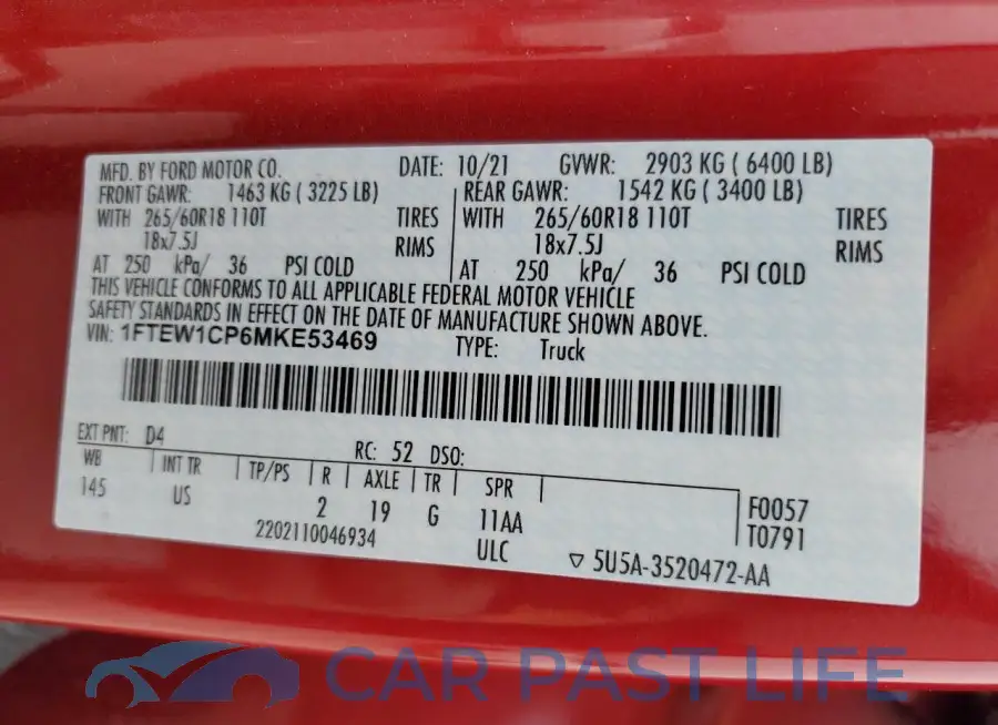 1FTEW1CP6MKE53469# 12