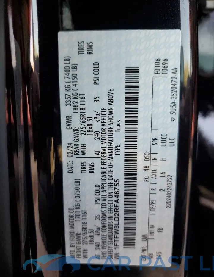 1FTFW3LD2RFA46755# 12