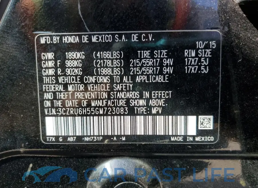 3CZRU6H55GM723083# 12