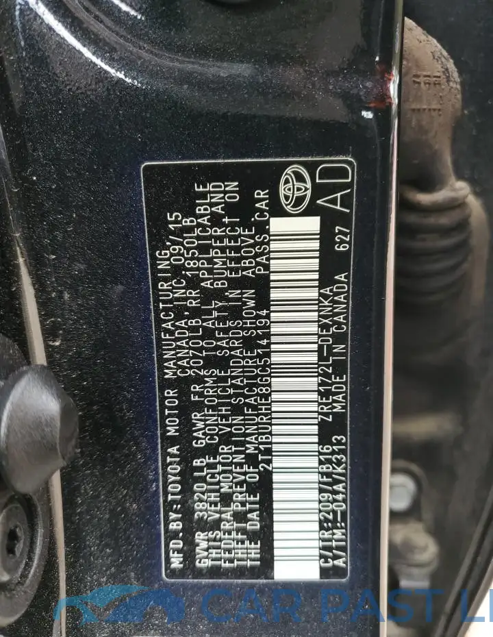 2T1BURHE8GC514194# 12