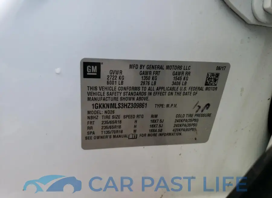 1GKKNMLS3HZ309861# 13