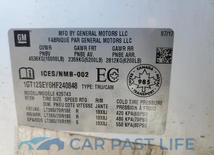 1GT12SEY6HF240848# 12