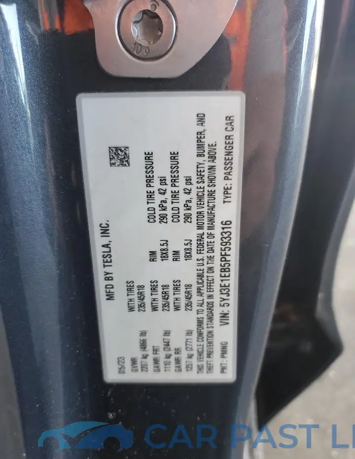 5YJ3E1EB5PF593316# 12