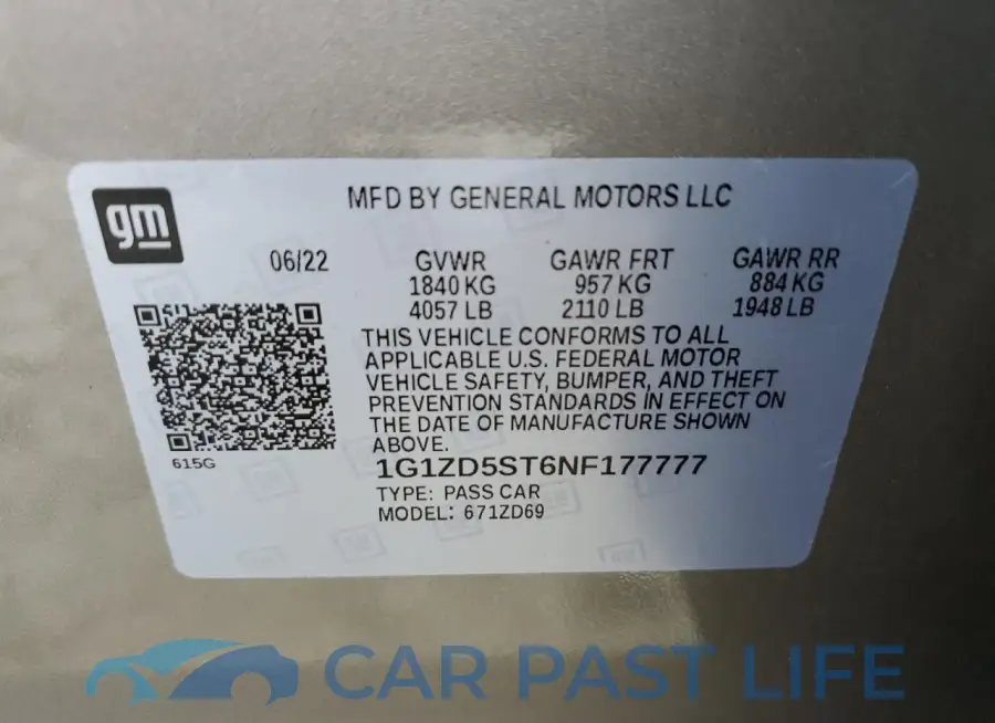 1G1ZD5ST6NF177777# 12
