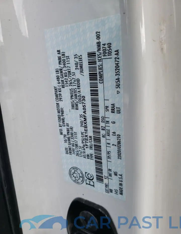 1FTEX1EBXMFA05730# 13