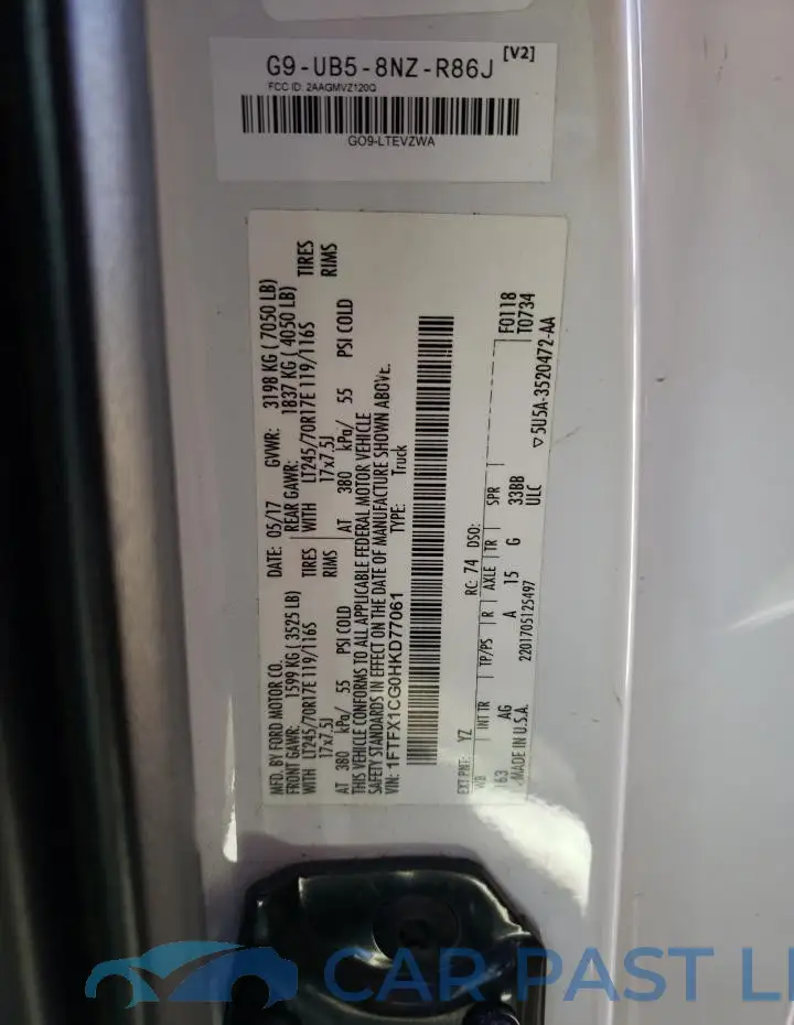 1FTFX1CG0HKD77061# 12