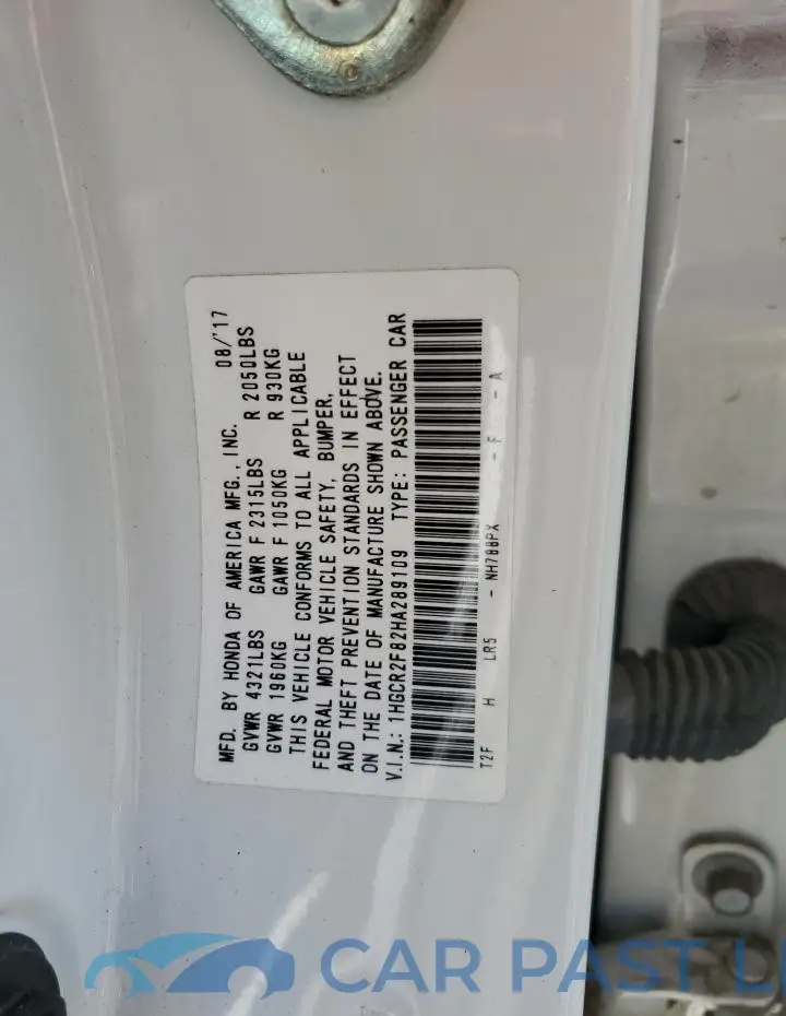 1HGCR2F82HA289109# 12