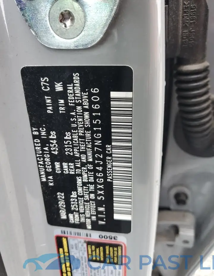 5XXG64J27NG151606# 12