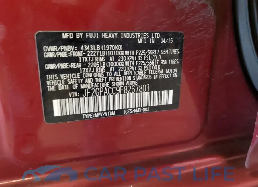 JF2GPACC9F8267803# 13