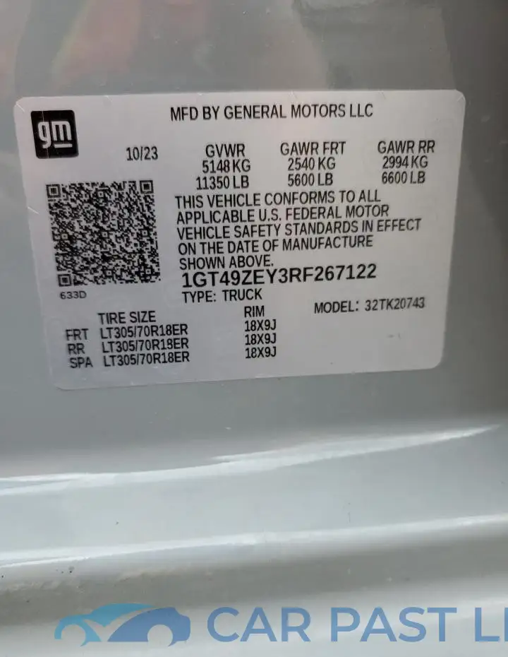 1GT49ZEY3RF267122# 12