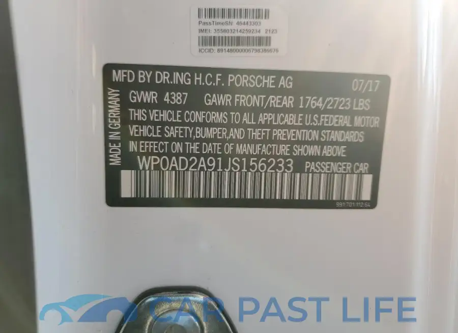 WP0AD2A91JS156233# 12