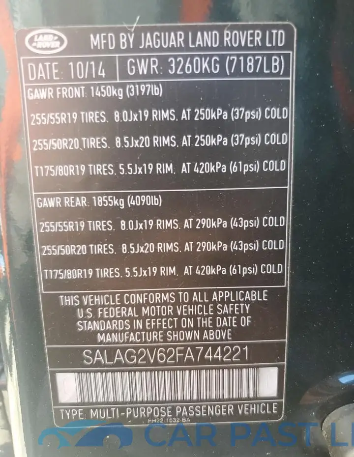 SALAG2V62FA744221# 14