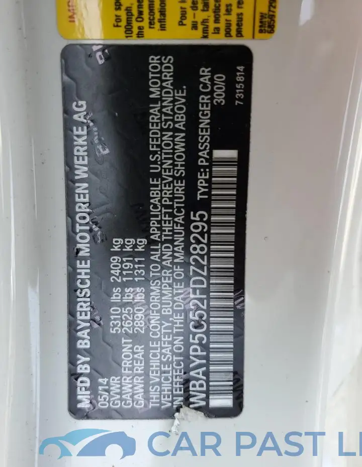 WBAYP5C52FDZ28295# 12
