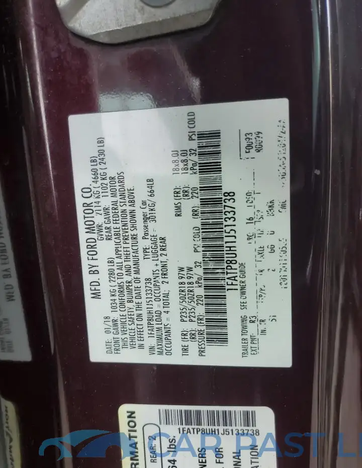 1FATP8UH1J5133738# 12