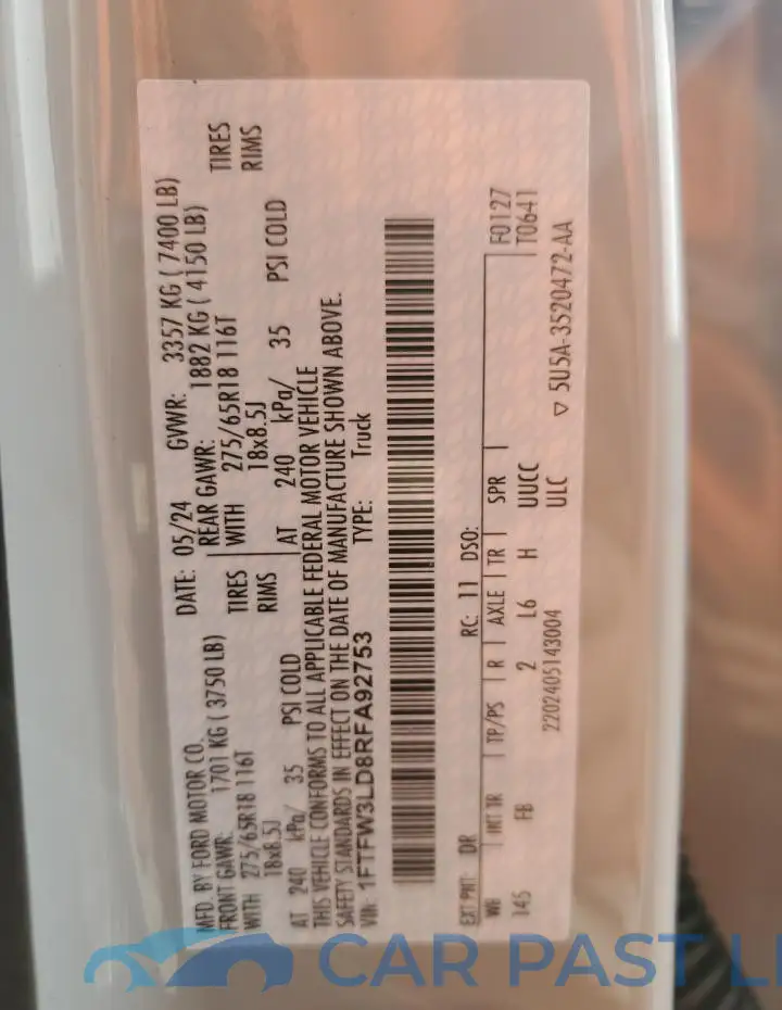 1FTFW3LD8RFA92753# 13