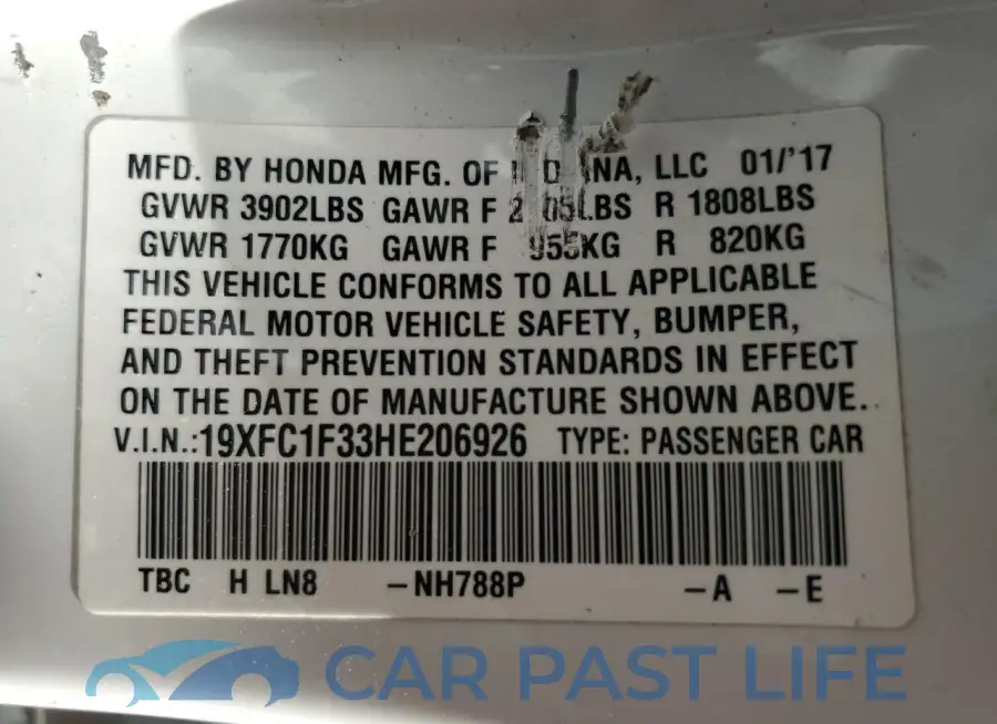 19XFC1F33HE206926# 13