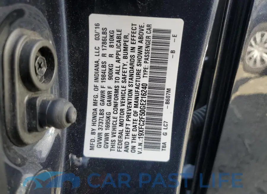 19XFC2F50GE216240# 12