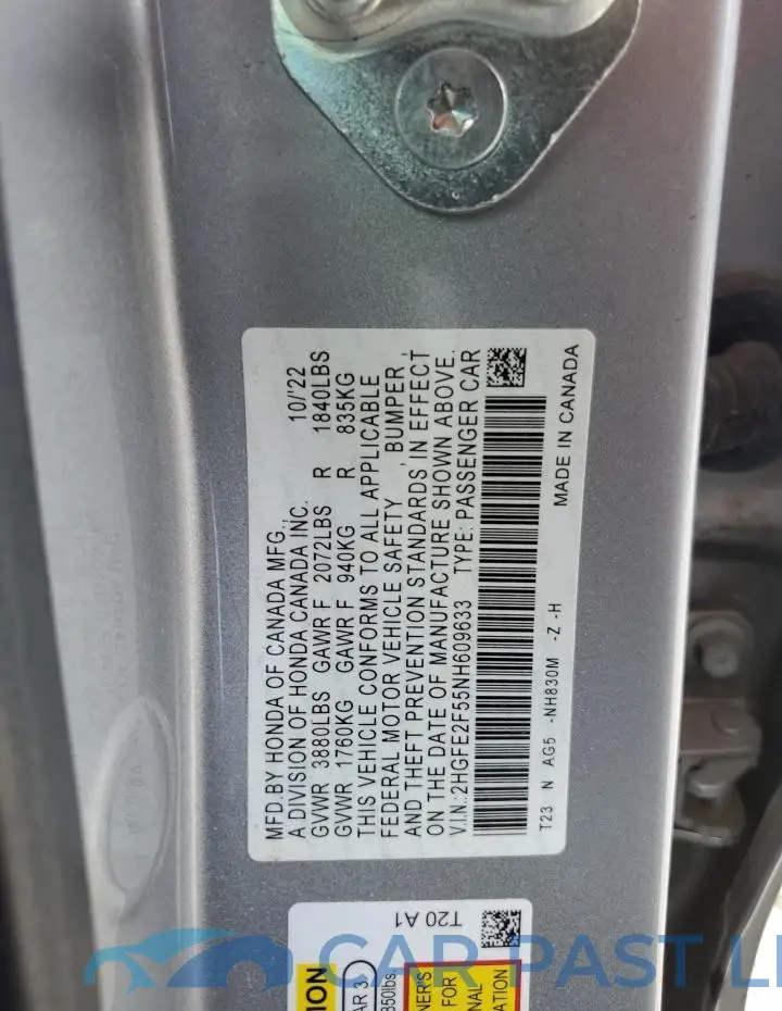 2HGFE2F55NH609633# 13