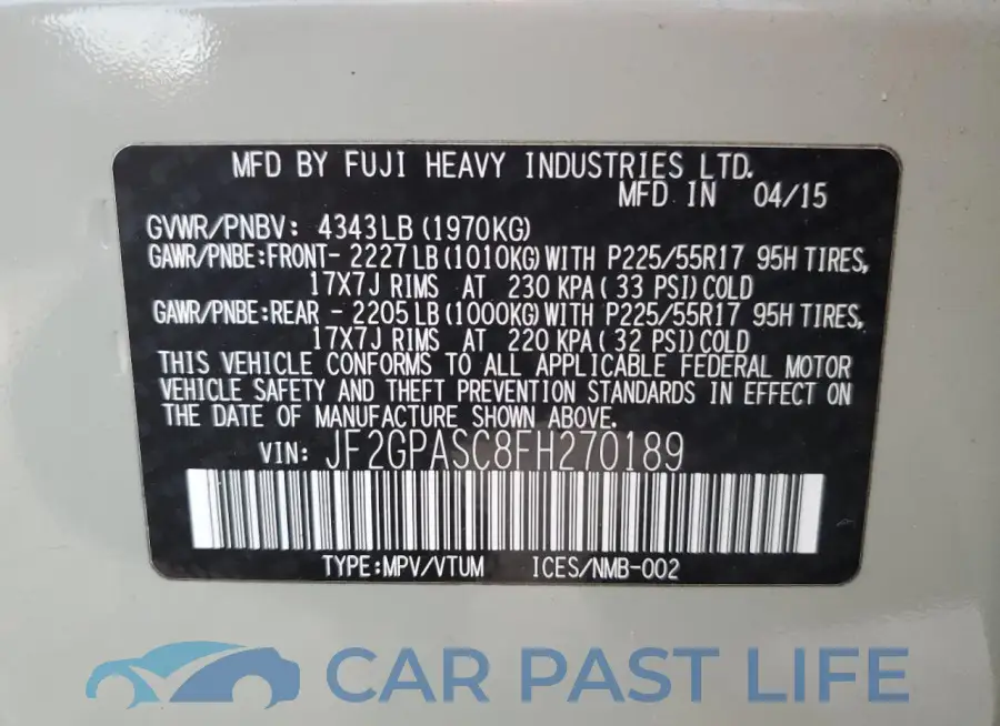 JF2GPASC8FH270189# 14