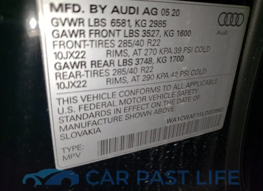 WA1CWAF15LD023962# 13