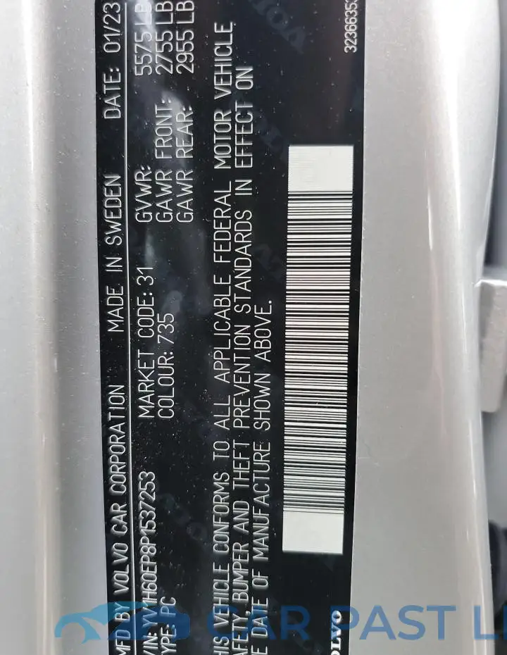 YV1H60EP8P1537253# 12