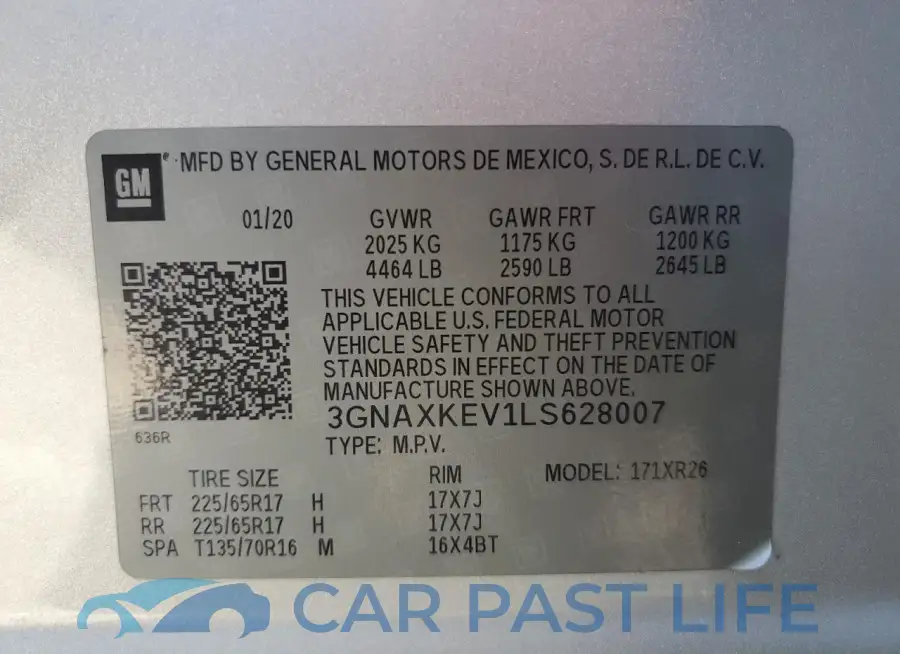 3GNAXKEV1LS628007# 13