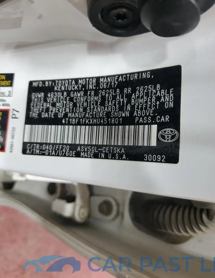 4T1BF1FKXHU451801# 12