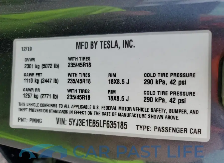 5YJ3E1EB5LF635185# 12