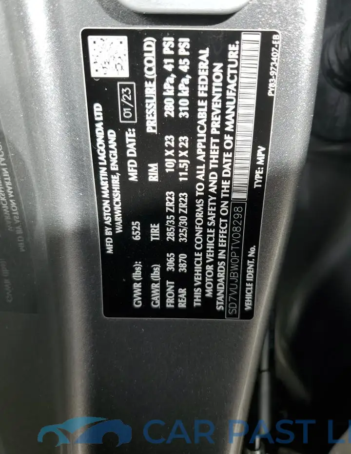 SD7VUJBW0PTV08298# 13