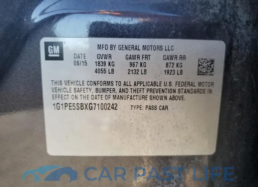 1G1PE5SBXG7100242# 12