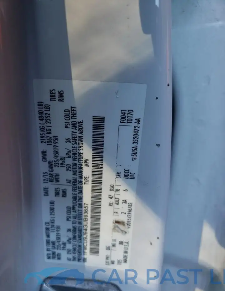 1FMCU9J94GUB93657# 13
