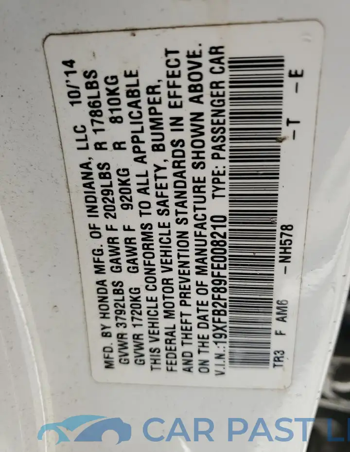 19XFB2F89FE008210# 12