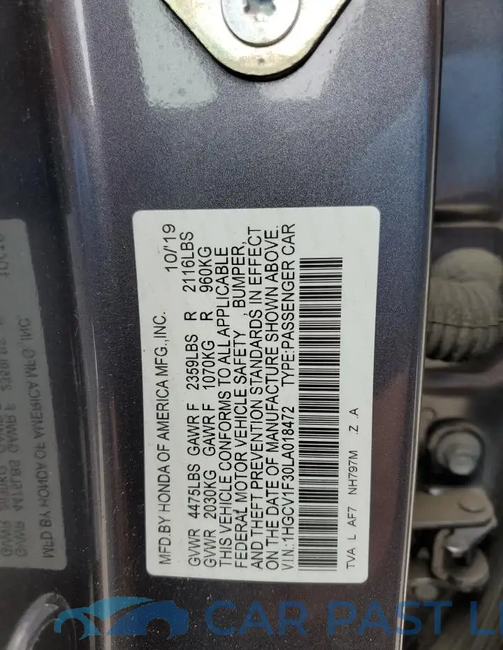 1HGCV1F30LA018472# 12
