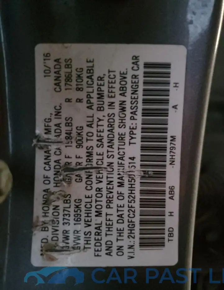 2HGFC2F52HH501514# 13