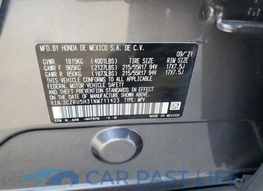 3CZRU5H31NM711423# 13